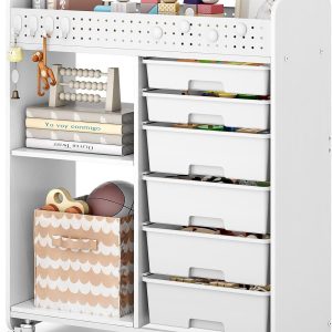APEXCHASER Rolling Craft Cart with 6 Drawers, Pegboard and Locking Wheels